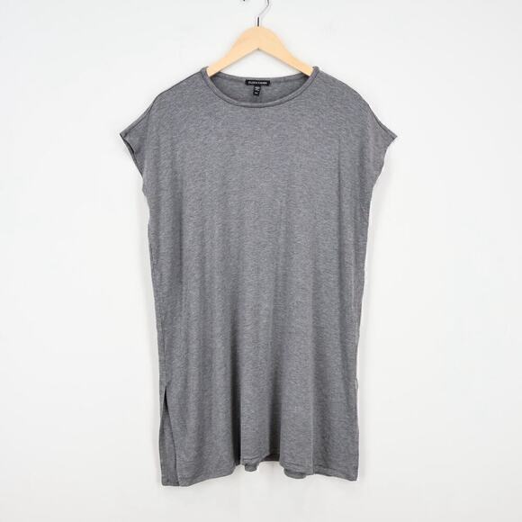 Eileen Fisher Stretch Jersey Knit Short Sleeve Knee Length Dress Gray Size M - Picture 1 of 7